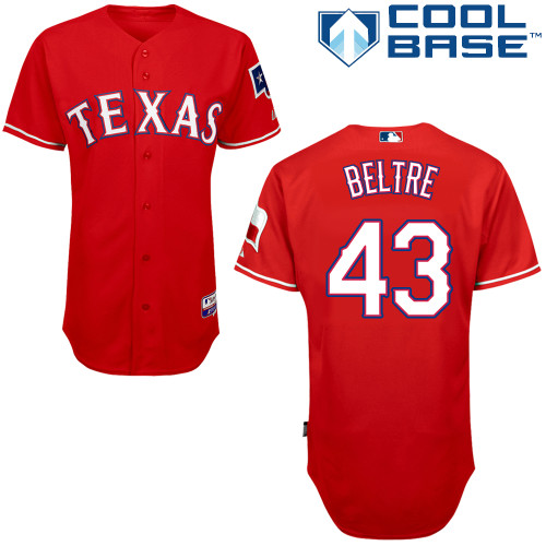 Engel Beltre #43 MLB Jersey-Texas Rangers Men's Authentic 2014 Alternate 1 Red Cool Base Baseball Jersey